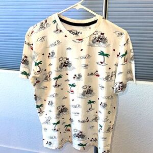 White T-Shirt with Tropical Cartoon Print
